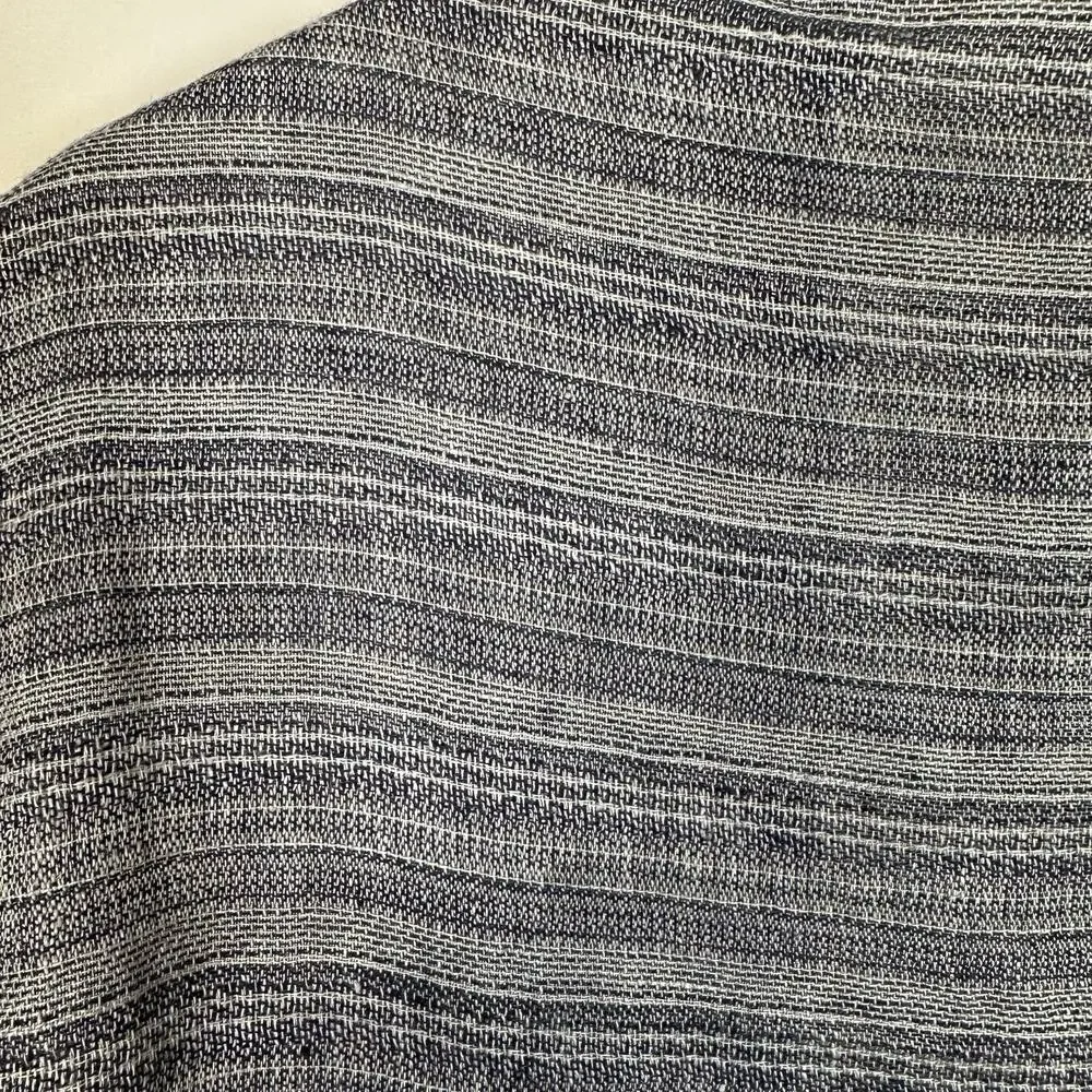 Flax Linen Women's M Zen Duster Jacket Navy Blue Stripe Oversized Lagenlook Boho